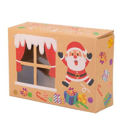 Set 8 cutii Crăciun 4 modele cu fereastră, etichetă si sfoară - kraft