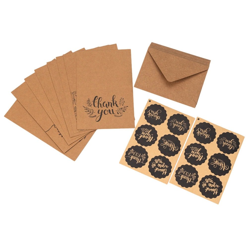 Set 8 felicitări cu plic și sticker cu mesaj Thank you - model 1