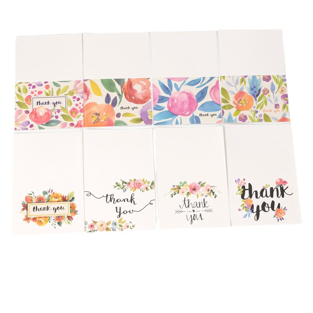 Set 8 felicitări cu plic și sticker cu mesaj Thank you - model 2