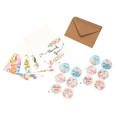 Set 8 felicitări cu plic și sticker cu mesaj Thank you - model 2