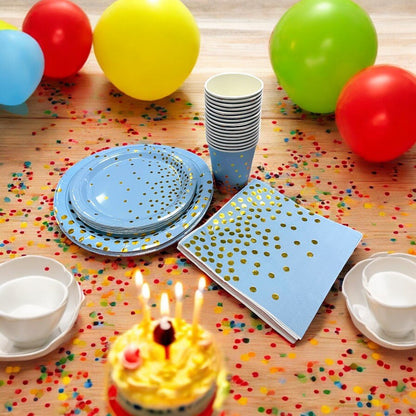 Set articole petrecere - farfurii hârtie pahare și șervețele - Bleu