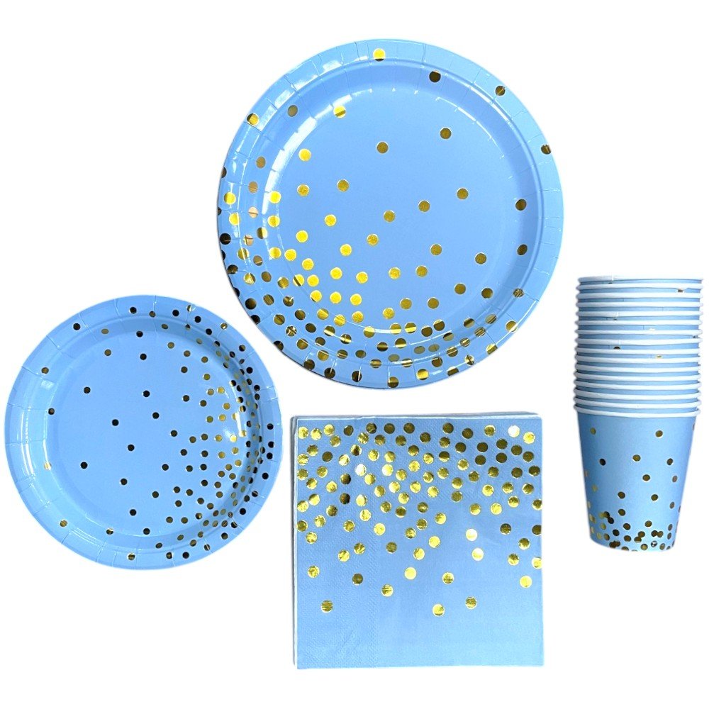 Set articole petrecere - farfurii hârtie pahare și șervețele - Bleu