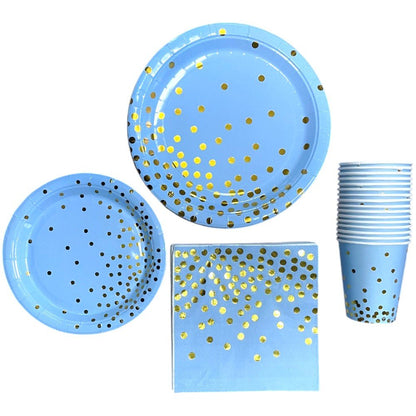 Set articole petrecere - farfurii hârtie pahare și șervețele - Bleu