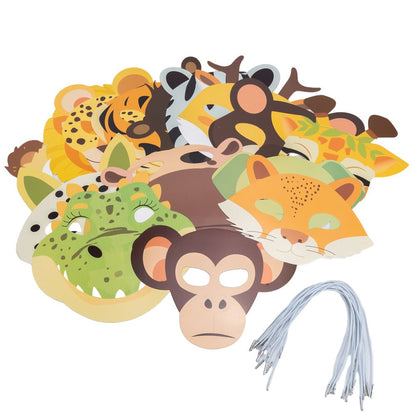 Set de măști din hârtie cu animale (set 15 buc)