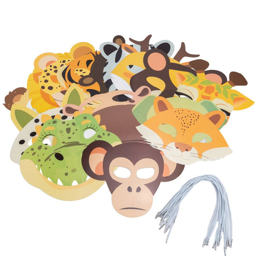 Set de măști din hârtie cu animale (set 15 buc)