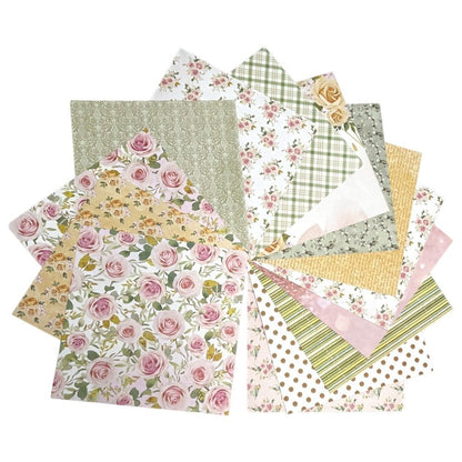 Set foi hârtie creativă 15x15 cm - Model Floral (set 12 foi)