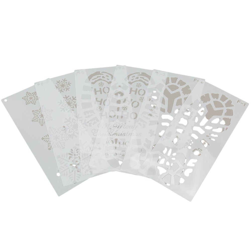 Set șabloane Crăciun din plastic pentru urme de pași - Alb (set 6 buc)