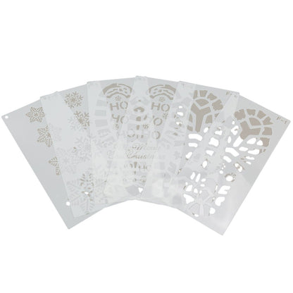 Set șabloane Crăciun din plastic pentru urme de pași - Alb (set 6 buc)