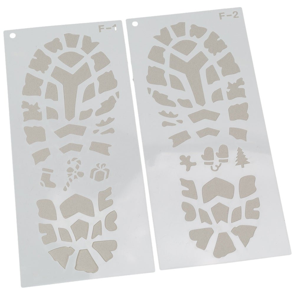 Set șabloane Crăciun din plastic pentru urme de pași - Alb (set 6 buc)