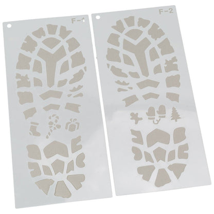 Set șabloane Crăciun din plastic pentru urme de pași - Alb (set 6 buc)