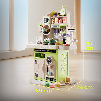 Set Bucatarie pentru Copii cu Abur Real, Apa Curenta, Sunete si Lumini, Verde