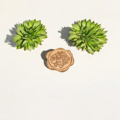 Sigiliu ceară 3cm cu adeziv - model Thank You auriu (set 50 buc)
