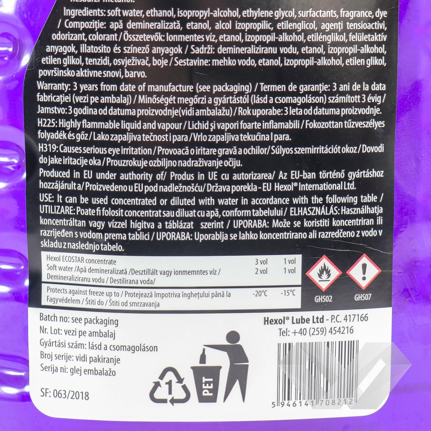 Solutie ecologica pentru parbriz Hexol, -40°C, 4L