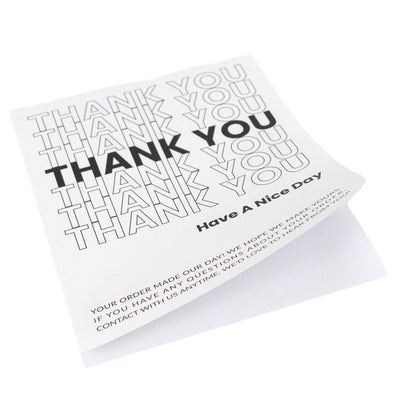 Stickere dreptunghiulare cu mesaj Thank you Have a nice day - negru (set 50 buc)