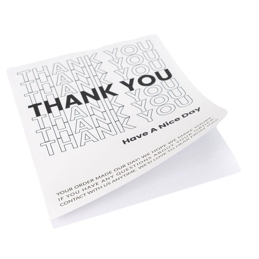 Stickere dreptunghiulare cu mesaj Thank you Have a nice day - negru (set 50 buc)