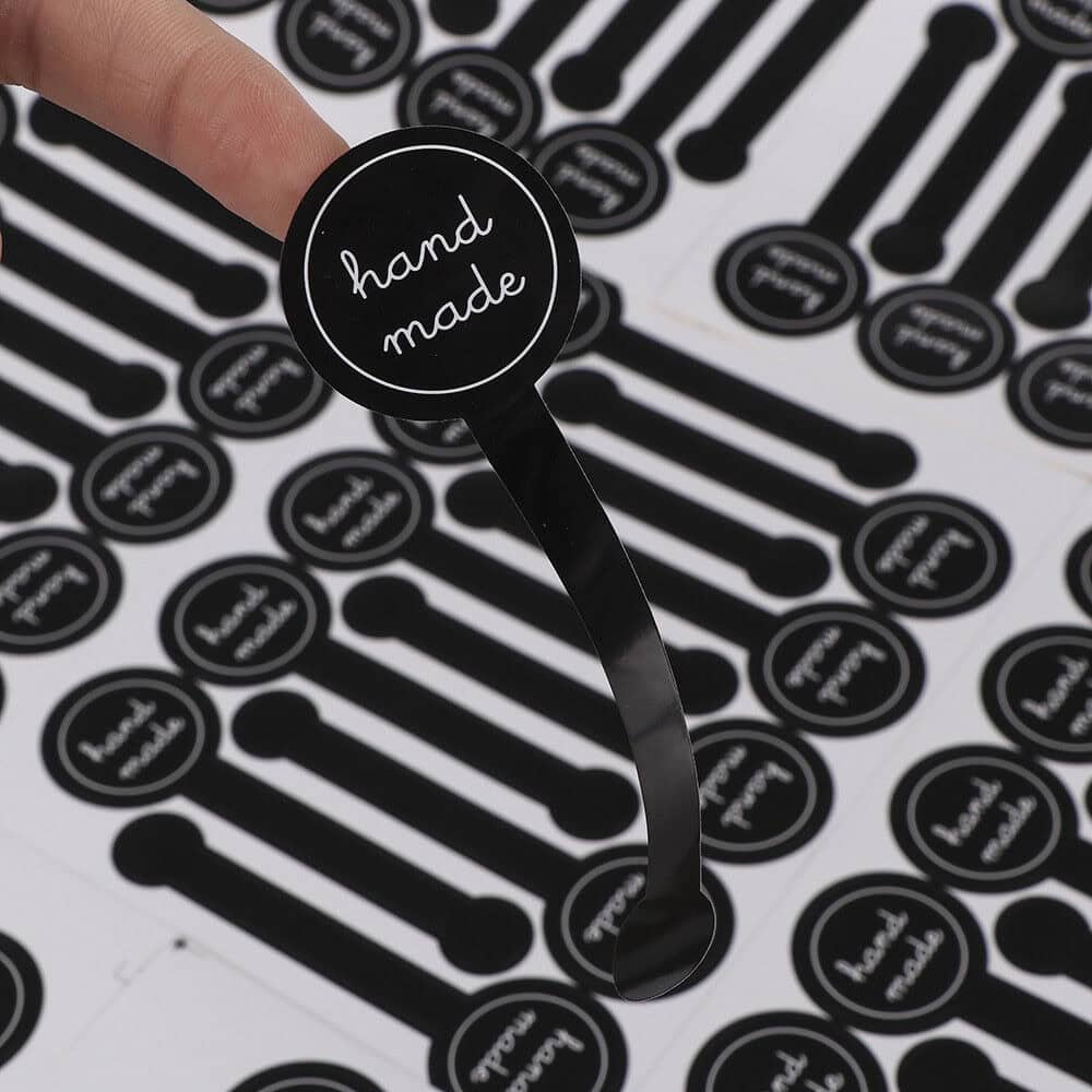 Stickere lungi cu bulină hand made - negru (set 100 buc)