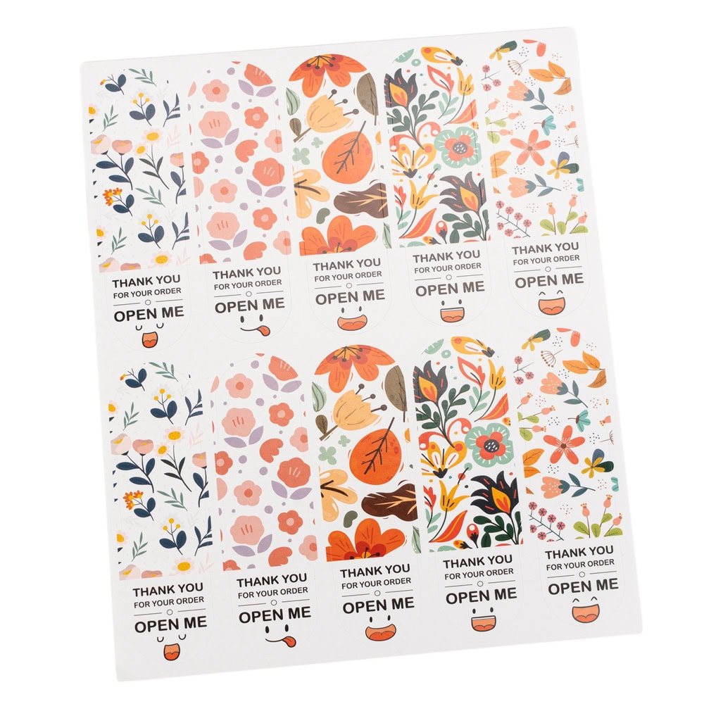 Stickere lungi ovale cu mesaj Thank you - model 1 (set 100 buc)