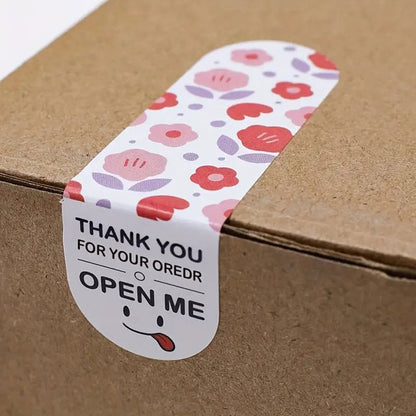 Stickere lungi ovale cu mesaj Thank you - model 1 (set 100 buc)