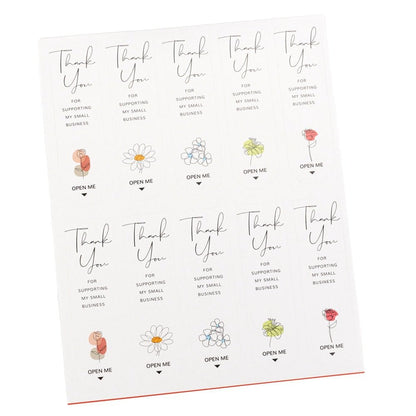 Stickere lungi ovale cu mesaj Thank you - model 2 (set 100 buc)