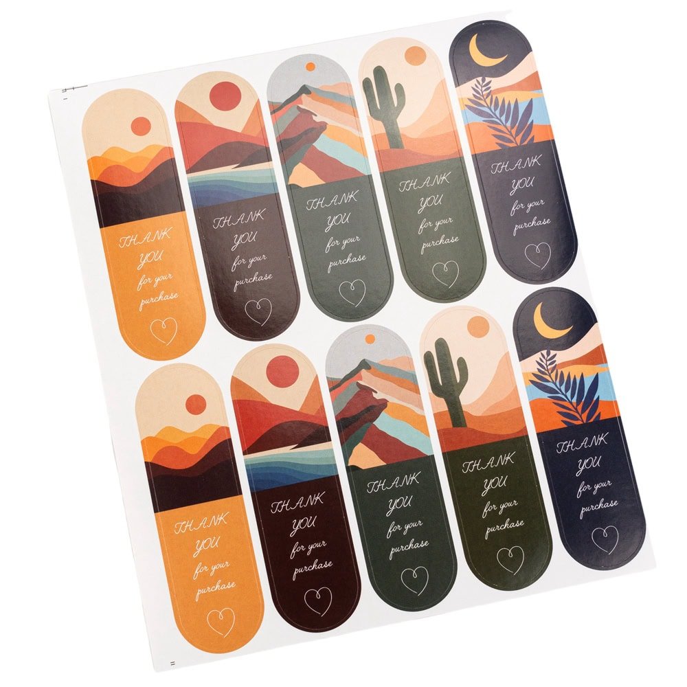 Stickere lungi ovale cu mesaj Thank you - model 3 (set 100 buc)