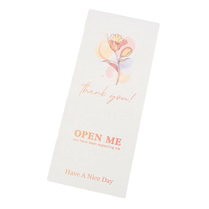 Stickere rotunde din hârtie cu mesaj Thank you open me - alb (set 50 buc)