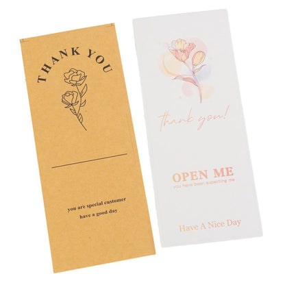 Stickere rotunde din hârtie cu mesaj Thank you open me - alb (set 50 buc)