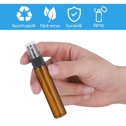 Sticluță ambră reutilizabilă cu spray și capac