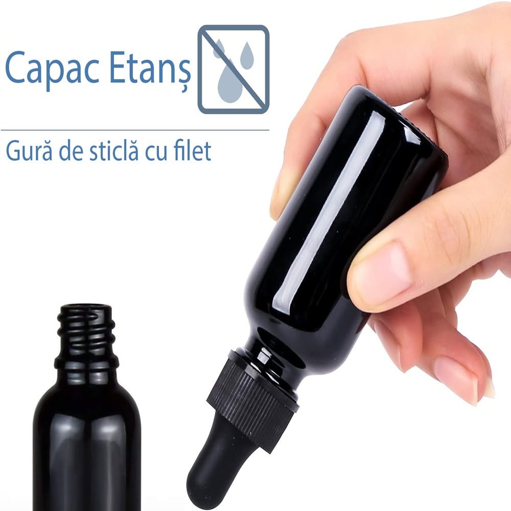 Sticluță neagră lucioasă reutilizabilă cu pipetă