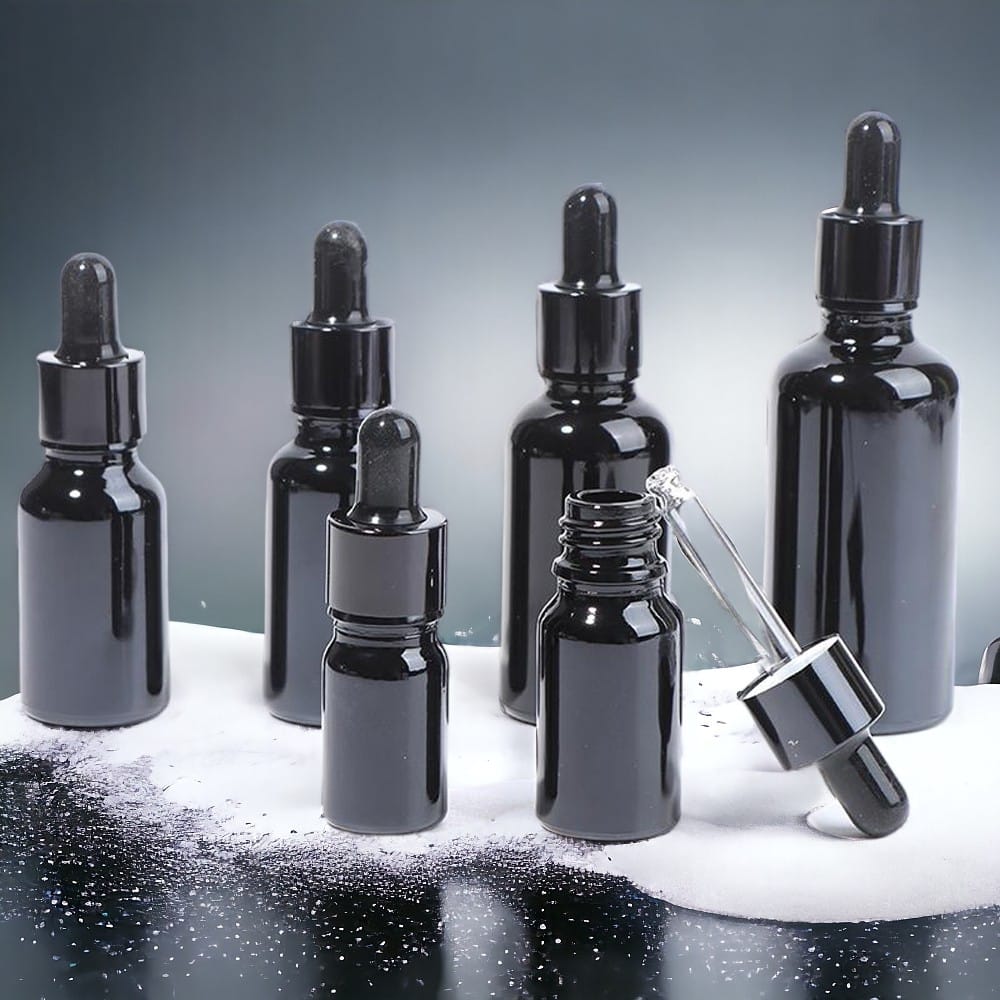 Sticluță neagră lucioasă reutilizabilă cu pipetă