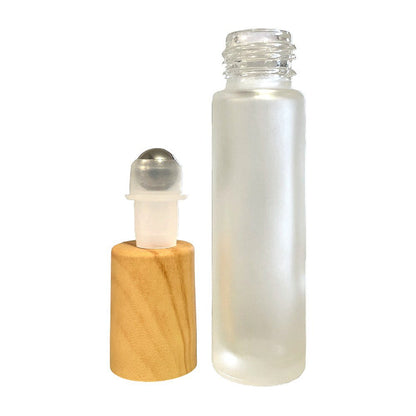 Sticluță rotundă mată reutilizabilă cu roll-on metalic și capac maro