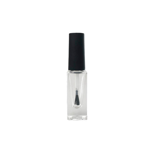 Sticluță transparentă înaltă cu pensulă ojă și capac negru 5ml