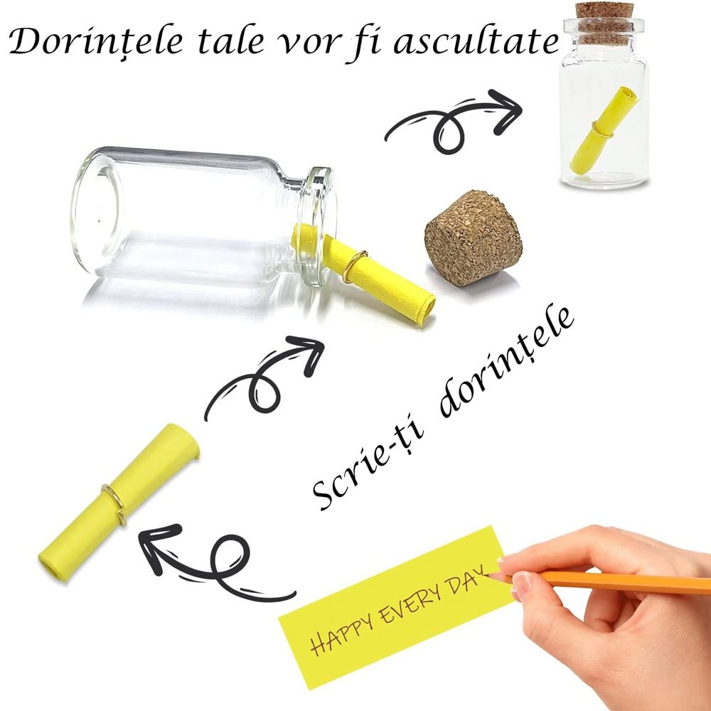 Sticluță transparentă reutilizabilă cu dop de plută