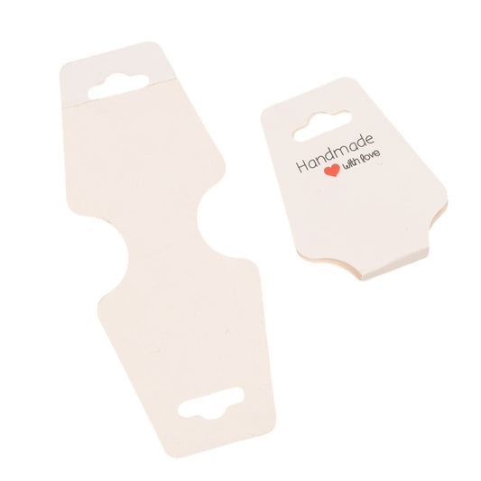 Suport în formă de trapez cu adeziv si mesaj Handmade with love - alb (set 100 buc)