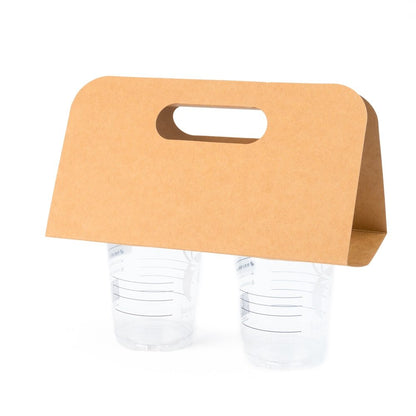 Suport kraft cu mâner pentru două pahare 24x39.5cm (set 50 buc)
