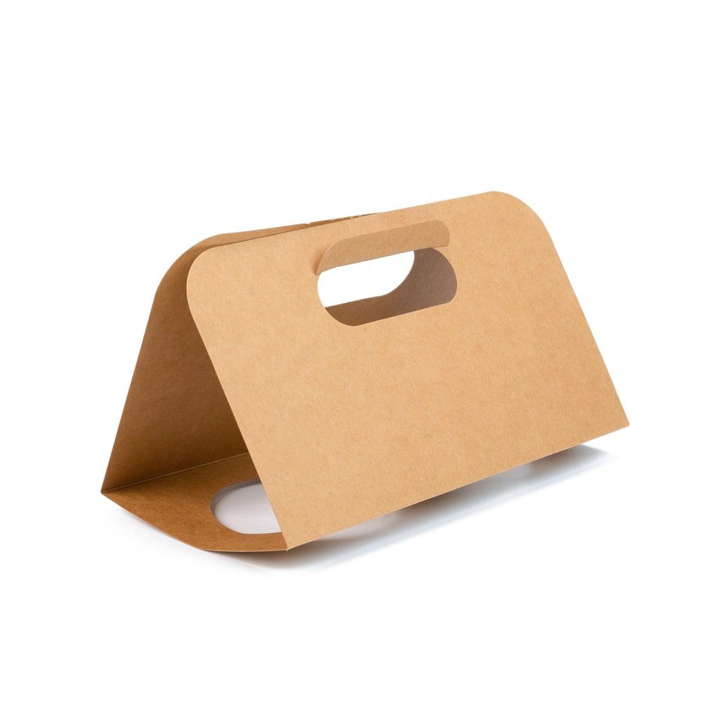 Suport kraft cu mâner pentru două pahare 24x39.5cm (set 50 buc)
