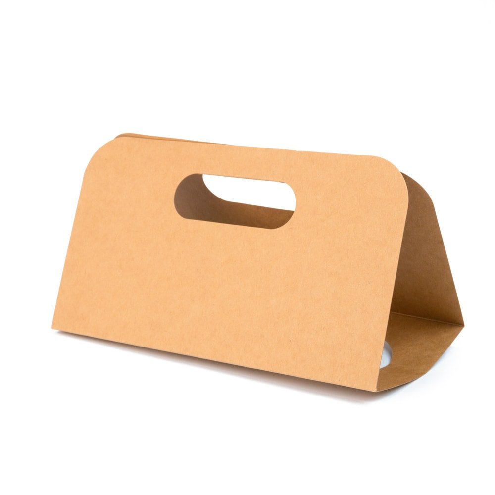 Suport kraft cu mâner pentru două pahare 24x39.5cm (set 50 buc)