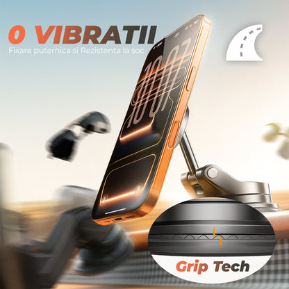 Suport magnetic auto cu vacuum, Rotatie 360°, Ventuza cu blocare prin levier