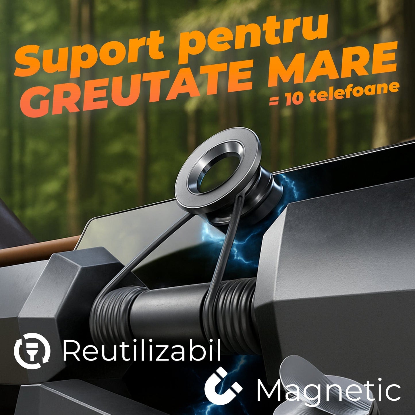 Suport magnetic auto cu vacuum, Rotatie 360°, Ventuza cu blocare prin levier