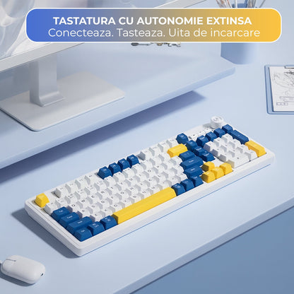 Tastatura cu fir Timebox, Iluminare RGB, Cablu 1, 5 m, Plastic ABS, Galben
