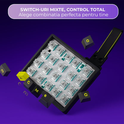 Tastatura gaming Timebox, 68 taste, Switch-uri magnetice Hall-Effect, Negru