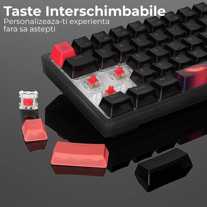 Tastatura mecanica gaming Timebox, 60%, Hot-Swap, USB-C, RGB programabil, Negru