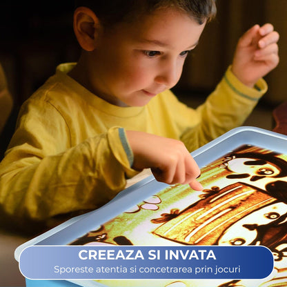 Tavita cu Nisip Iluminata Timebox, Joc Interactiv pentru Copii, Albastru