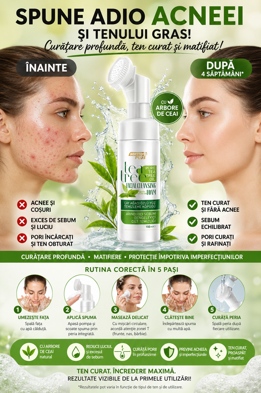 Spumă de Curățare Facială cu Arbore de Ceai