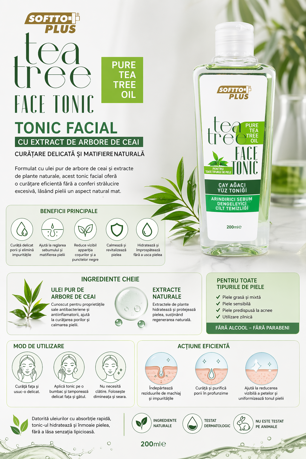 Tonic Facial Cu Extract De Arbore De Ceai  200 ml