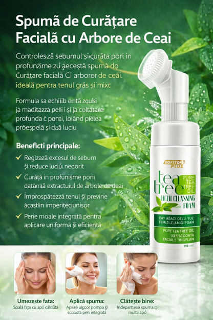 Spumă de Curățare Facială cu Arbore de Ceai