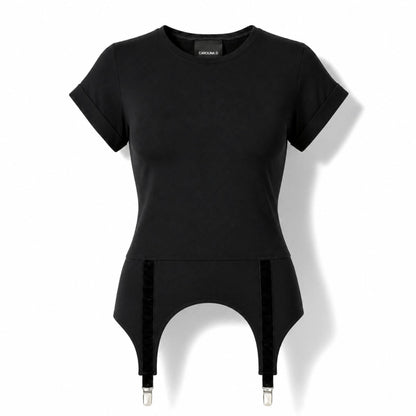 Tricou dama negru cu portjartiere N⁰20
