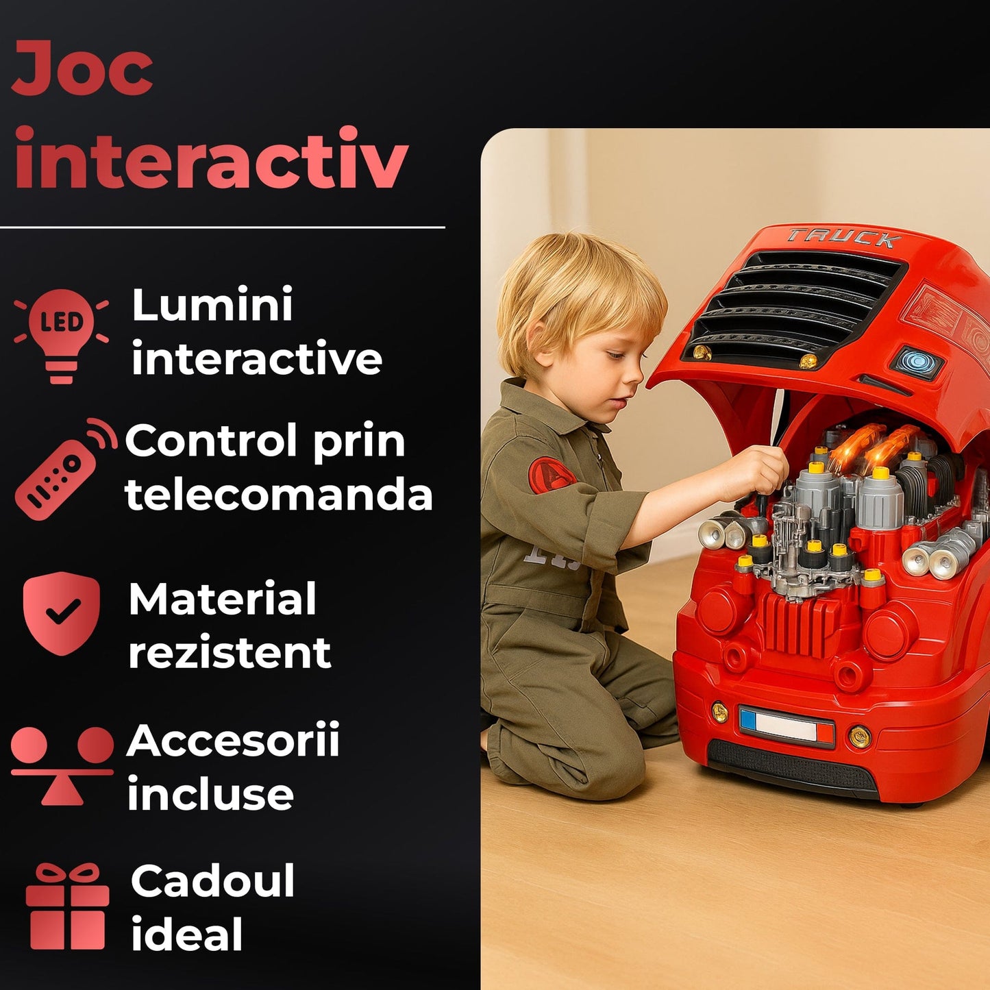 Set de Joaca Mecanic Auto pentru Copii, cu Lumini, Sunete, 8 Ani