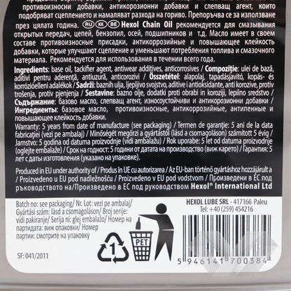 Ulei lant motoferastrau Hexol Standard, 1 litru