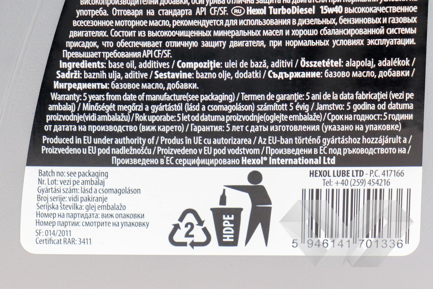 Ulei motor SAE 15W40 Hexol TurboDiesel