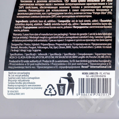 Ulei motor SAE 5W30 Hexol UltraDiesel DPF